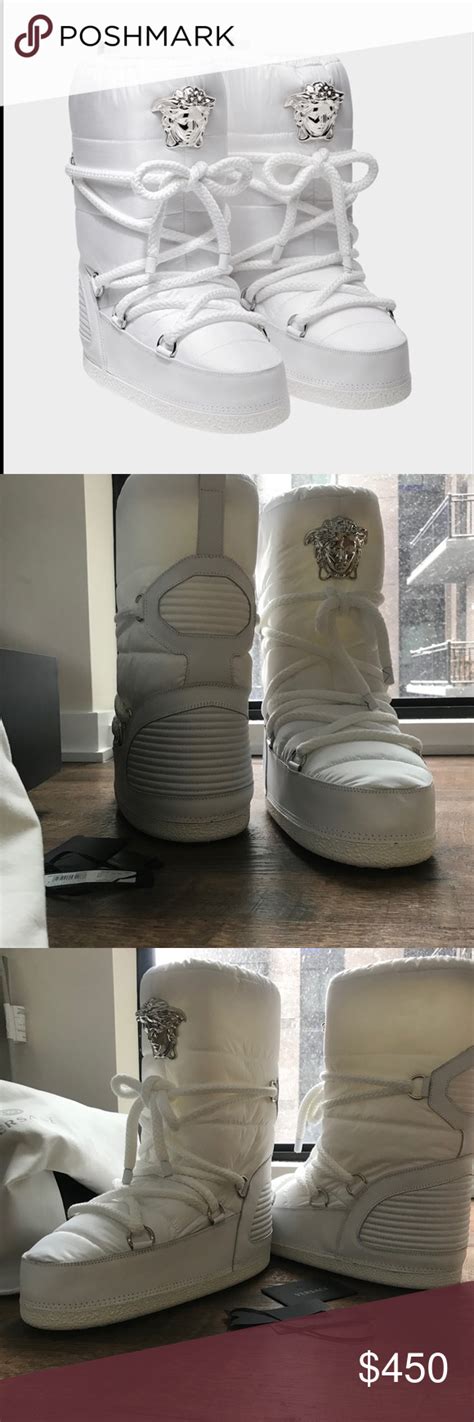 white versace moon boots|Versace lace up boots.